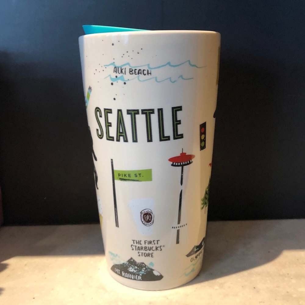 Beige Seattle Starbucks Ceramic To Go Tumbler